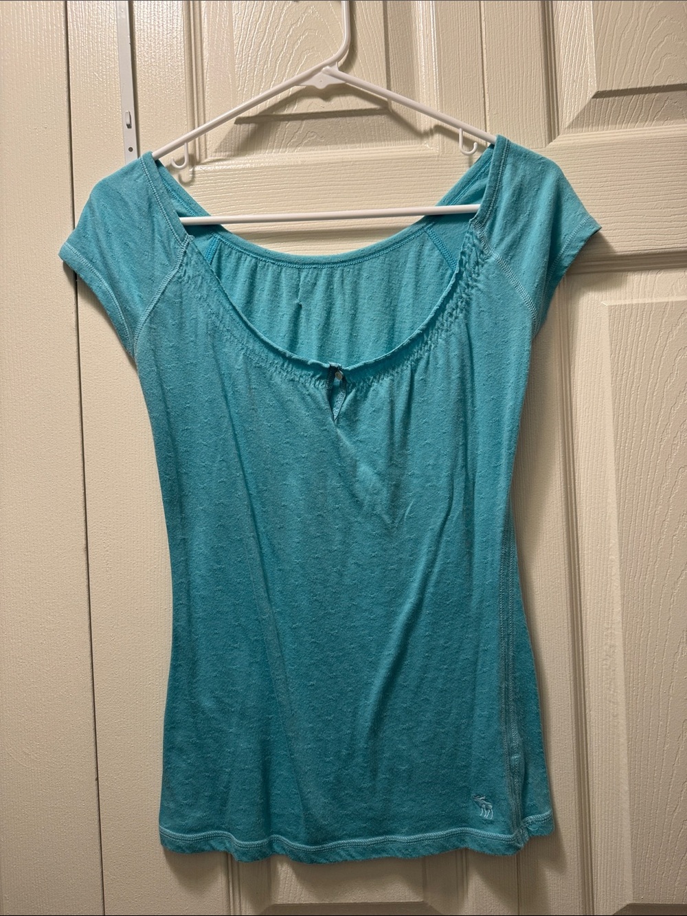 Abercrombie & Fitch, Women’s Scoop-Neck Short Sleeve Top - Turquoise